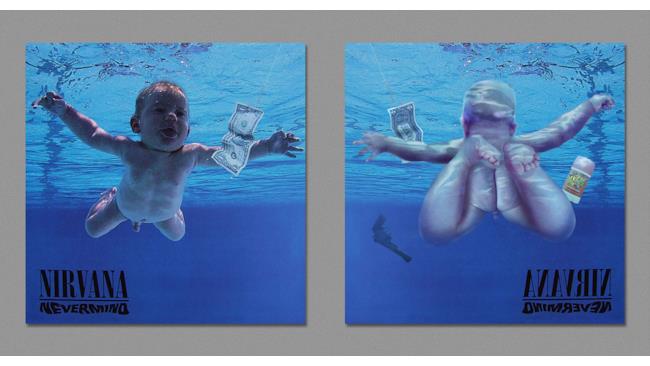 retro della copertina di Nevermind dei Nirvana