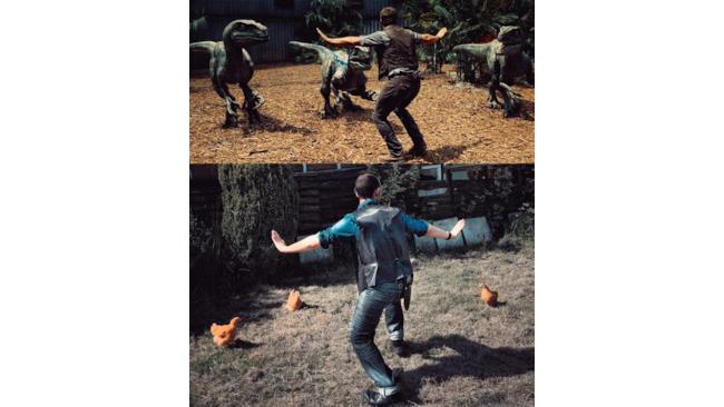 Galline al posto dei raptor di Jurassic World