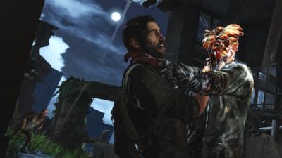 Joel di The Last of Us contro un mostro