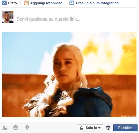 Caricamento di una GIF su Facebook