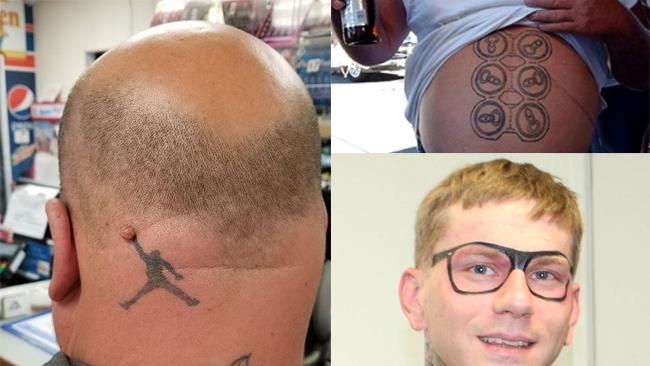 I peggiori tatuaggi mai realizzati Un collage con tre pessimi tatuaggi