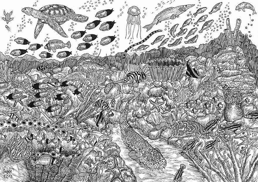 Il mondo marino rappresentato da un artista di 11 anni