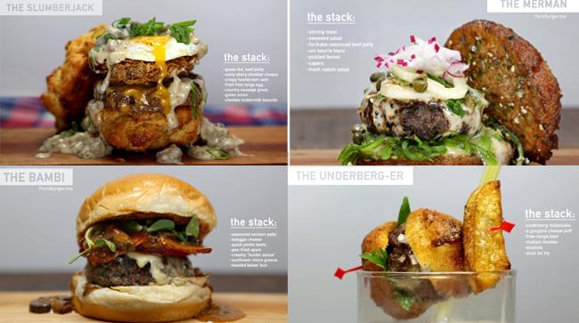 I mega burger di Mathew Ramsey Panino chiamato Mac Daddy farcito e fotografato da Mathew Ramsey