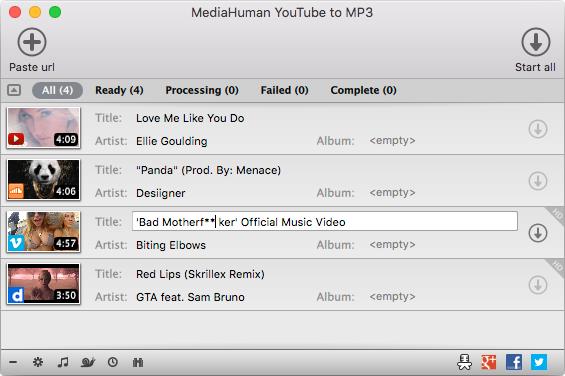 Una schermata dal software MediaHuman YouTube to MP3 Converter - Come scaricare musica da YouTube