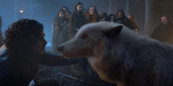 Jon Snow con il metalupo Ghost