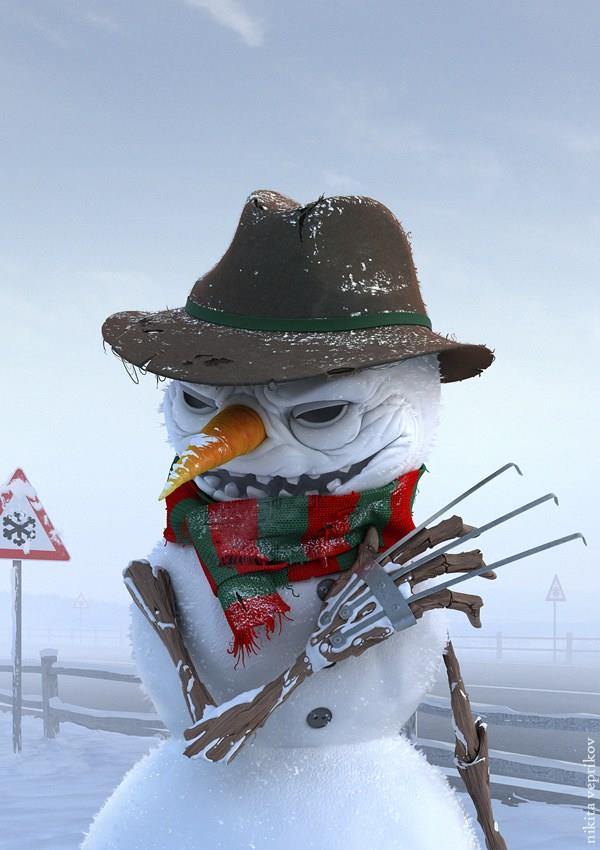 Freddy Krueger in versione pupazzo di neve