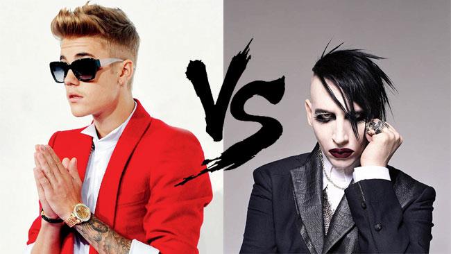 Continua lo scontro fra Marilyn Manson e Justin Bieber Justin Bieber vs Marilyn Manson