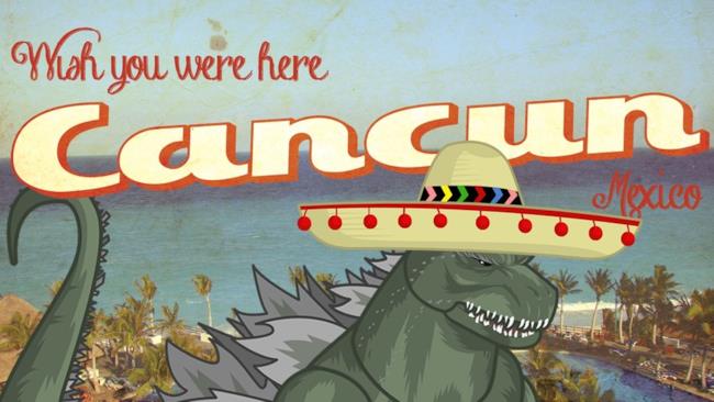 Cartolina da Cancun con Godzilla