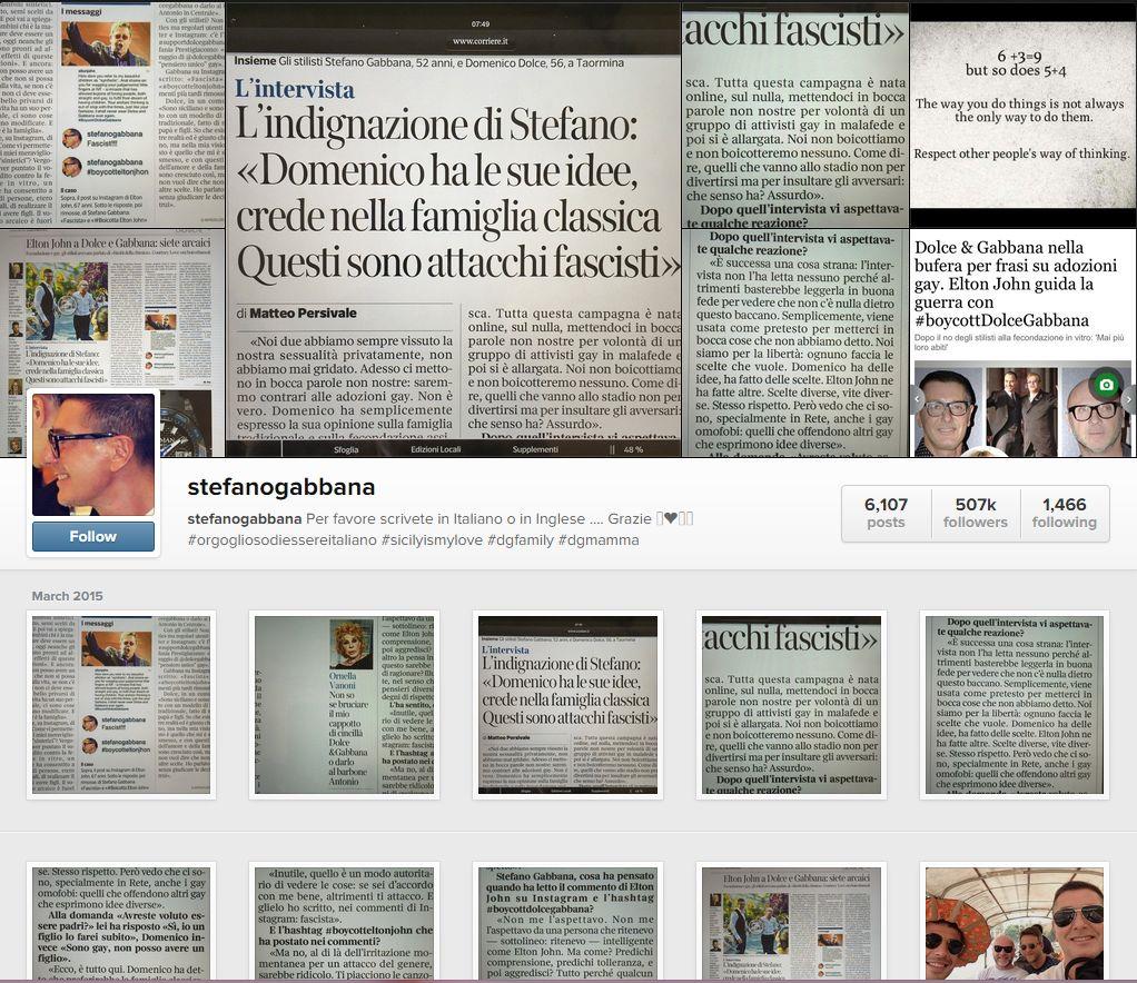 Il profilo Instagram di gente che dà ragione a Stefano Gabbana
