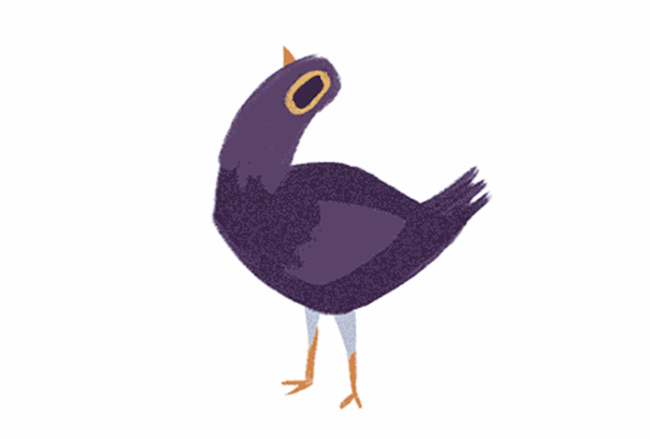 Trash Doves Disegno di un piccione blu che muove il collo