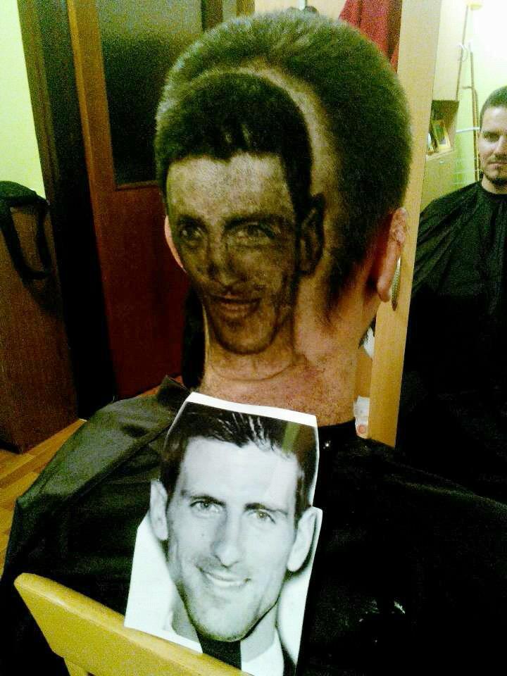Anche il campione di tennis Novak Djokovic fra le creazioni del barbiere serbo