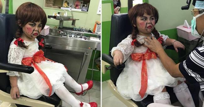 Il bimbo dal dentista Il bimbo vestito da Annabelle
