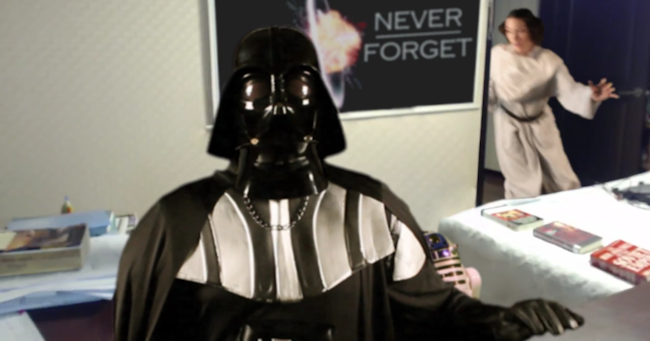 Anche Vader ha i suoi problemi in casa Un frame della video parodia Darth Vader del professore della BBC