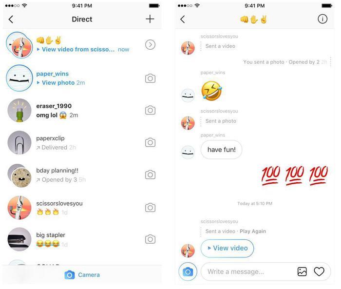 Una conversazione su Instagram Direct