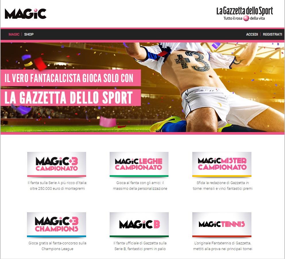 La home page di Magic Gazzetta