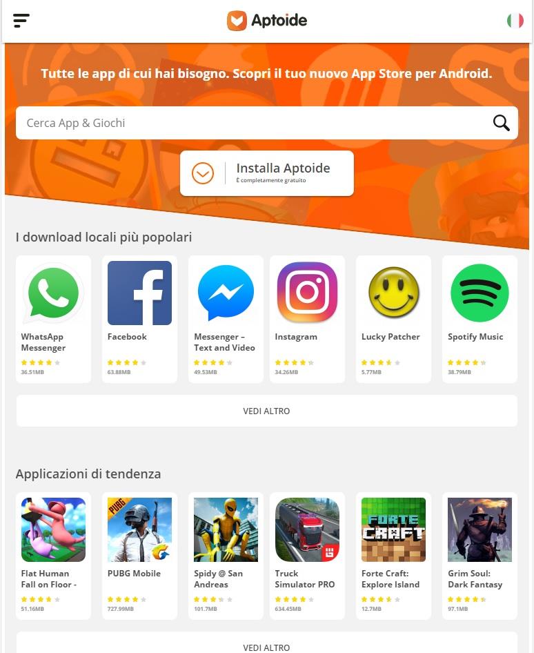 La schermata principale di Aptoide - Aptoide - Cos'è e come funziona