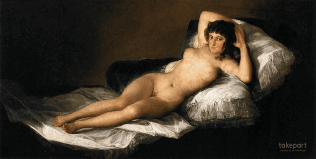 Gif dell'opera La maya desnuda di Goya