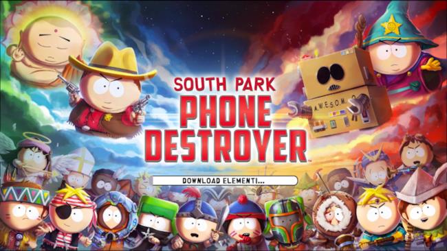 La copertina del videogioco South Park: Phone Destroyer Lo screen del primo avvio.