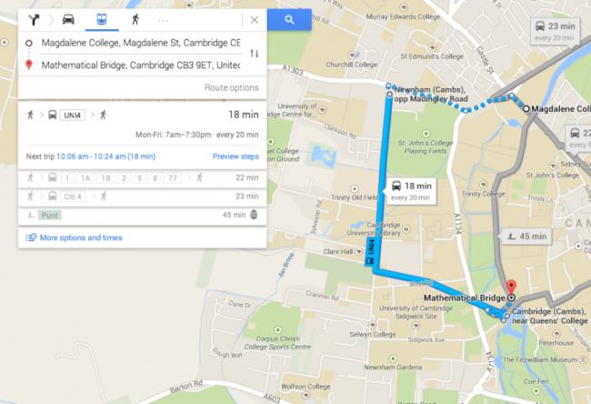 Percorso via Punt su Google Maps
