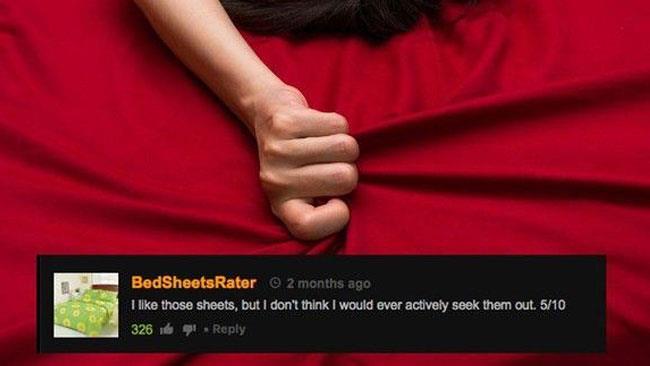 L'utente di Pornhub che vota tutte le lenzuola dei video porno Uno dei commenti di BedSheetsRater