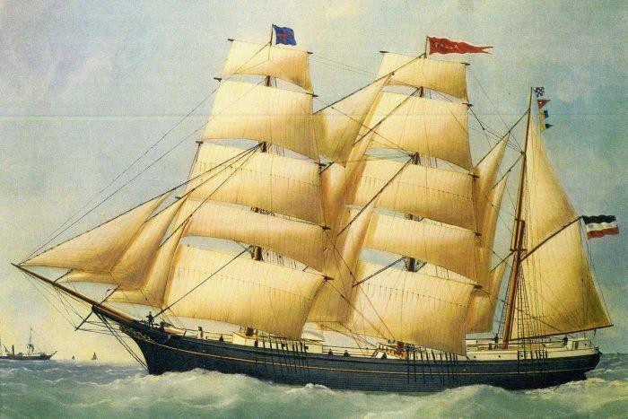 Una rappresentazione della nave tedesca Paula