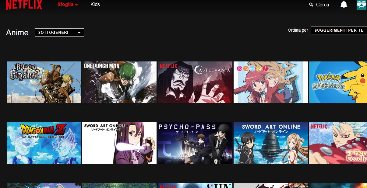 Alcuni anime presenti su Netflix
