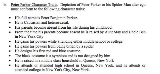 Caratteristiche di Peter Parker secondo l'accordo Marvel/Sony