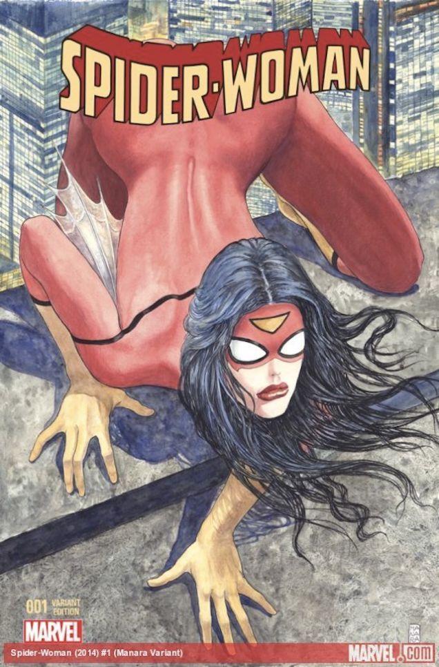 La copertina del primo numero di Spider-Woman disegnata da Milo Manara