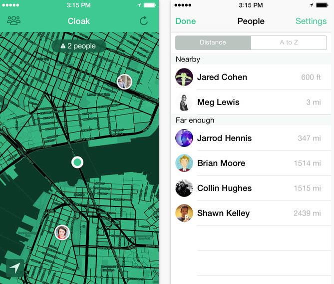 Screenshot di Cloak, l'app per non socializzare