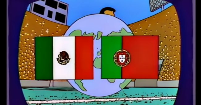 Un frame dell'episodio La finale dei Mondiali predetta da I Simpson