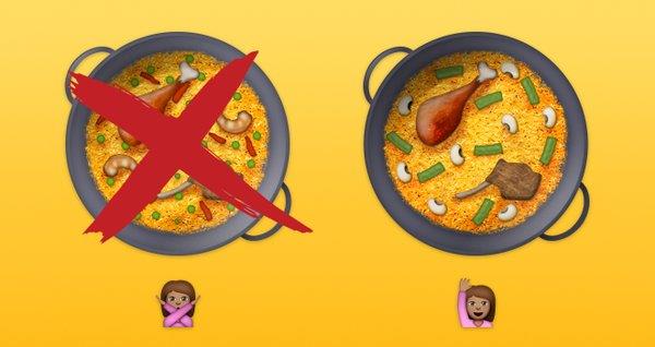 Emoji della paella con pollo e fagioli Emoji della ricetta classica di Valencia