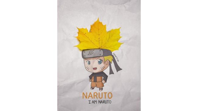 Naruto creato a partire da una foglia d'acero