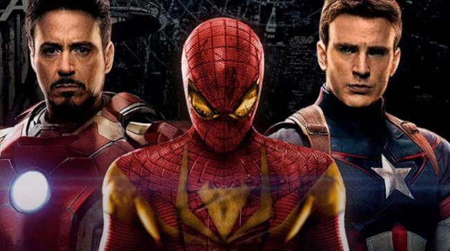 Spider-Man entra a far parte dell'universo cinematografico Marvel con gli Avengers Spider-Man, Captain America e Iron Man in una grafica ispirata a Civil War