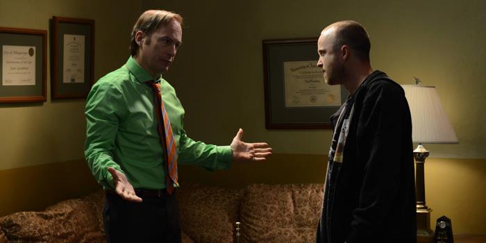 Una scena di Breaking Bad con Jesse Pinkman e Saul Goodman