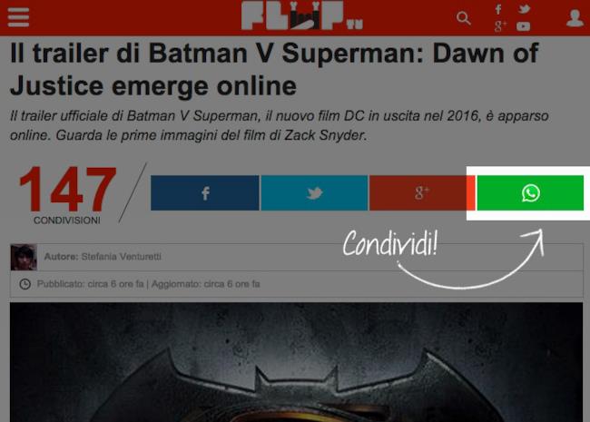 Condividi il meglio di FlopTV su WhatsApp Il nuovo pulsante di condivisione per WhatsApp di FlopTV