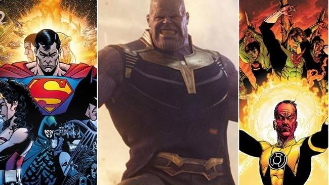 marvel-dc Thanos tra Sinestro e Superman, protagonisti delle più belle storie DC.