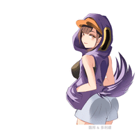 Ragazza vestita come i Piccioni Viola