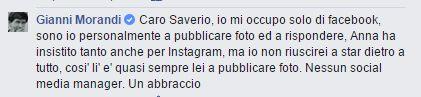 Morandi smentisce di affidarsi a un social media manager