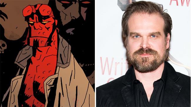 Hellboy dei fumetti e quello che vedremo al cinema. Hellboy e David Harbour.