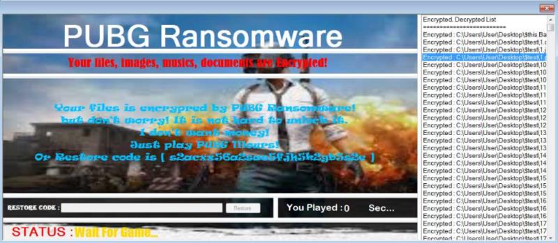 L'immagine della schermata del malware