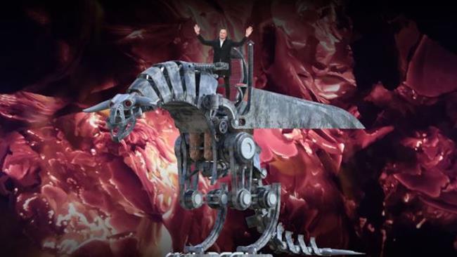 Elon Musk colpisce ancora: è al lavoro su un drago cyborg Un ipotetico drago robot cavalcato da Elon Musk