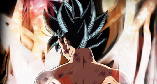 Ecco l'immagine distribuita sulla rivista giapponese. Goku, di spalle, si trasforma
