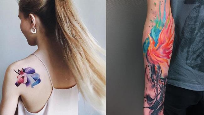 Idee per tatuaggi ad acquarello Due tatuaggi realizzati con la tecnica ad acquarello