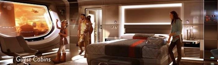 Un rendering di una stanza dell'albergo di Star Wars