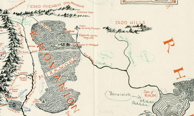 La Mappa della Terra di Mezzo annotata da Tolkien