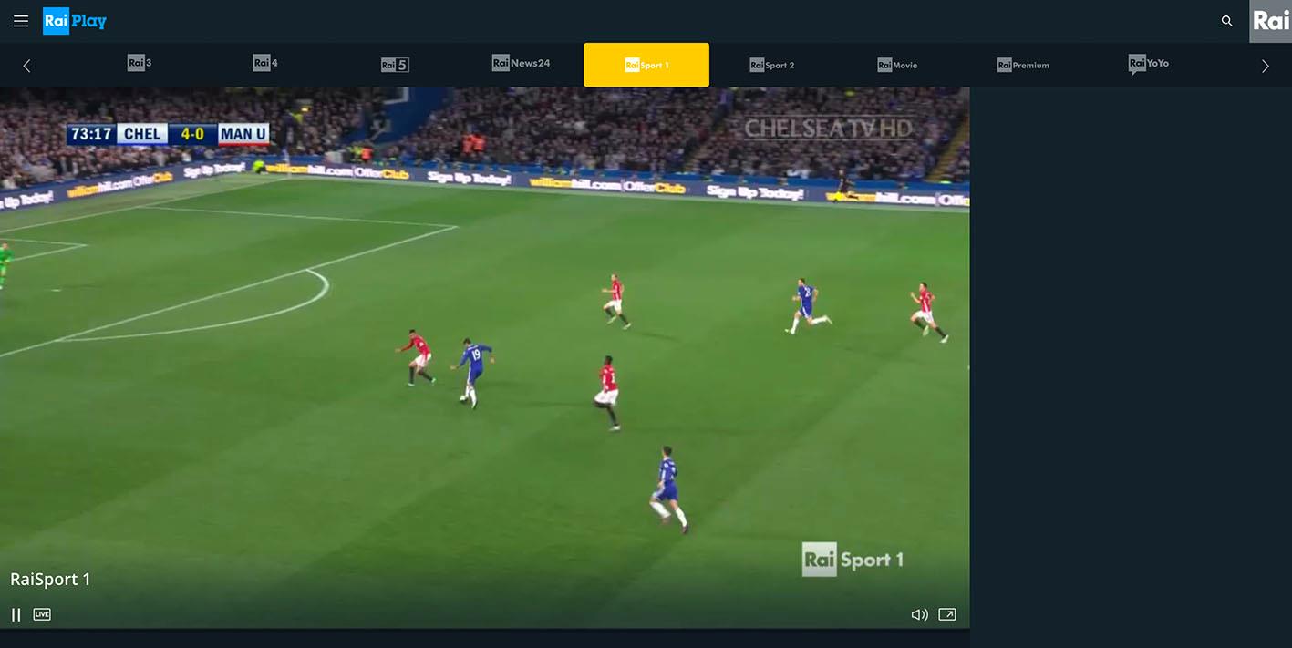 Una schermata dal sito di raiplay
