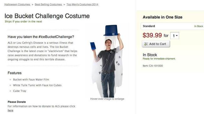Costume di Hallowen dell'Ice Bucket Challenge Costume di Hallowen dell'Ice Bucket Challenge