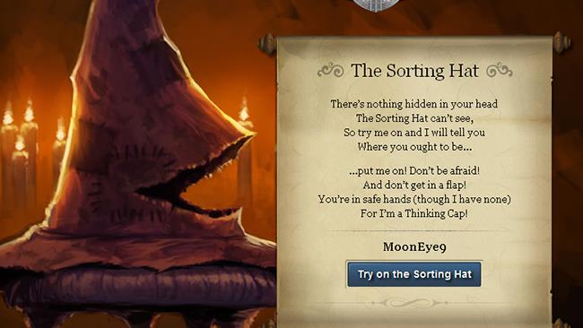 Sul nuovo sito di Pottermore è tornato il quiz che ti smista nelle case di Hogwarts Screenschot dal sito Pottermore del quiz che ti smista nelle case di Hogwarts