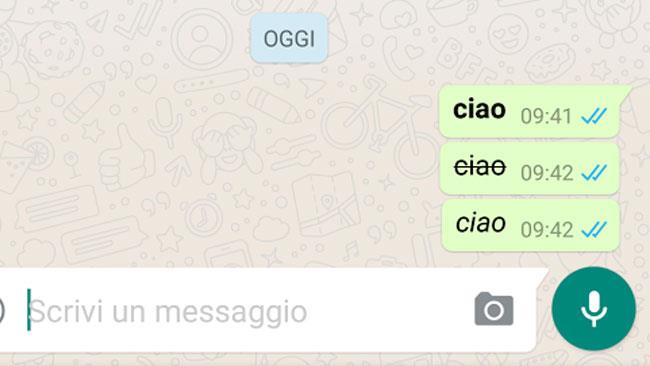 Cambiare font nelle chat di WhatsApp Una schermata della applicazione WhatsApp
