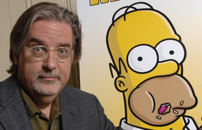Matt Groening e Homer Simpson Il fumettista vicino alla sua creazione